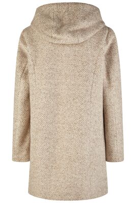 Lebek hiekansävyinen hupullinen villakangastakki