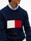 Tommy Hilfiger tummansininen lippulogollinen puuvillaneule