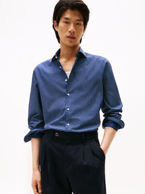 Tommy Hilfiger slim fit sininen pienikuvioinen kauluspaita