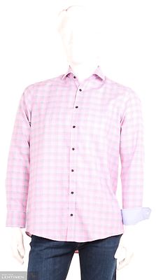 Venti vaaleanpunainen ruudullinen modern fit kauluspaita