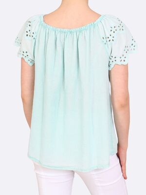 Hegler mintun sävyinen pitsihihainen pusero