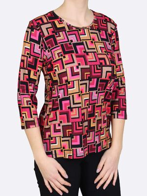 Lea H kuviollinen trikoopusero puolipitkillä hihoilla