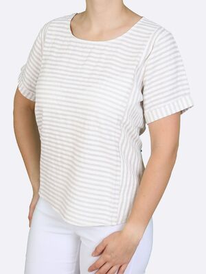 Hegler raidallinen väljälinjainen pellavasekoitepusero