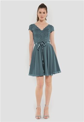 Swing petroolin sävyinen kellohelma mekko