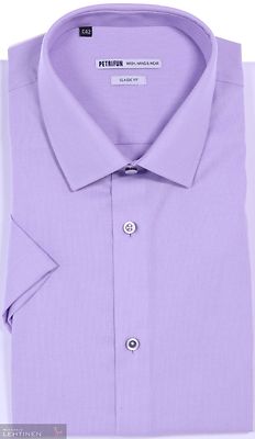 Petrifun lilansävyinen lyhythihainen kauluspaita classic fit mitoituksella