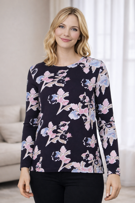 STI kukkakuosinen pitkähihainen trikoopusero