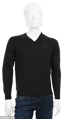 Gantin tummanharmaa v-aukkolinen puuvillaneulepusero