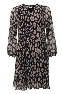 STI musta beigekuvioinen sifonkimekko