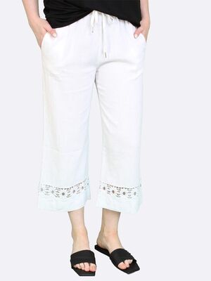 Lea H vajaamittaiset valkoiset pellavahousut