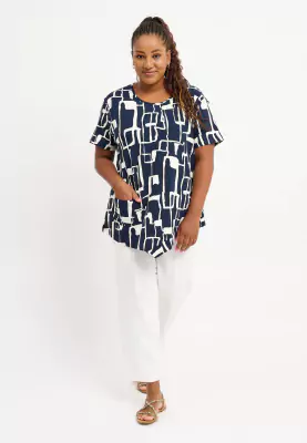 Pont Neuf sinivalkoinen trikoo tunika