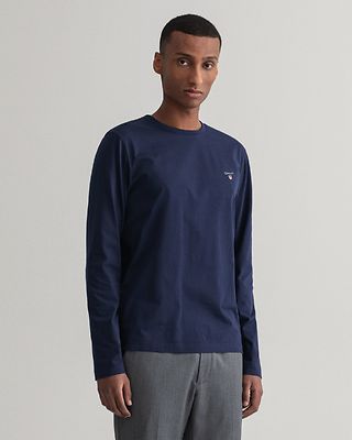 Gant tummansininen pitkähihainen t-paita