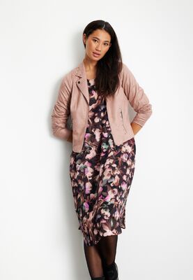 In front roosan sävyinen keinonahka jakku