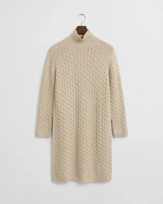 Gant vaalean beigen sävyinen palmikkoneulemekko