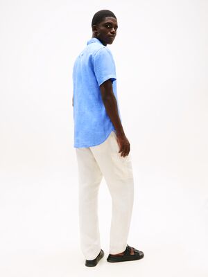 Tommy Hilfiger sininen lyhythihainen pellavapaita