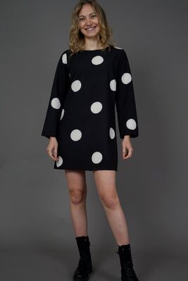 M.X.O mustavalkoinen pallokuvioinen tunika