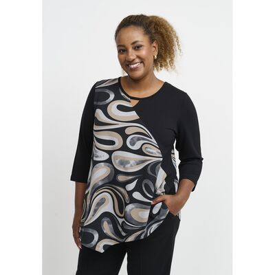 Pont Neuf plus size -tunika epäsymmetrisellä helmalla