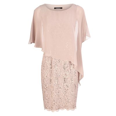 Swing beige juhlamekko poncholla