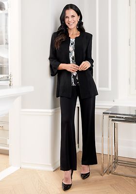 Modelia kaulukseton musta pellavajakku