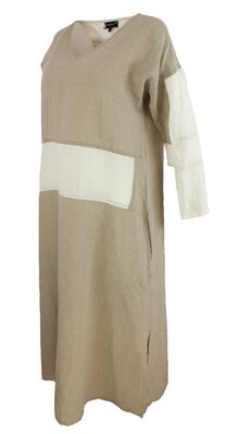 Boheme luonnonvalkoisen ja hiekan sävyinen pellavasekoitemekko