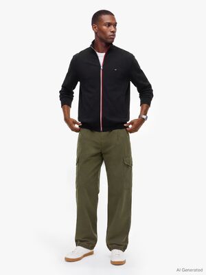 Tommy Hilfiger musta vetoketjullinen collegetakki