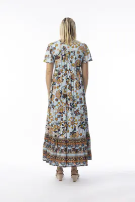 Orientique sinibeige pitkä kesämekko