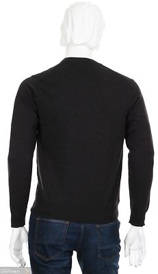 Gantin tummanharmaa v-aukkolinen puuvillaneulepusero