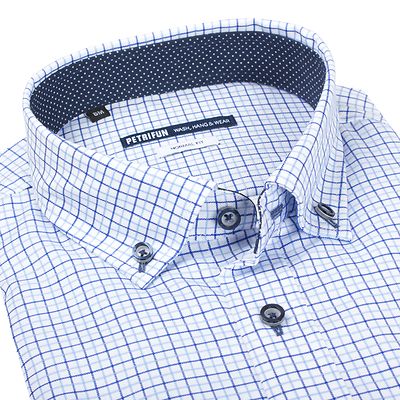 Petrisun siliävyysviimeistelty pitkähihainen ruutupaita väljä C-mitoitus