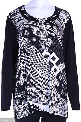 Curve musta valkoinen trikoo pusero väljällä mitoituksella