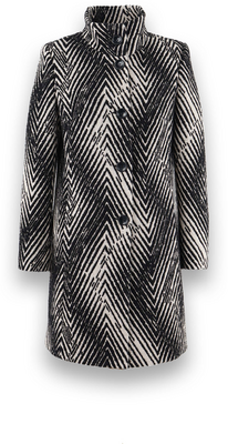 Milo mustavalkoinen villakangastakki pystykauluksella