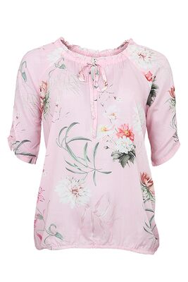 STI vaaleanpunainen kukkakuvioinen pusero