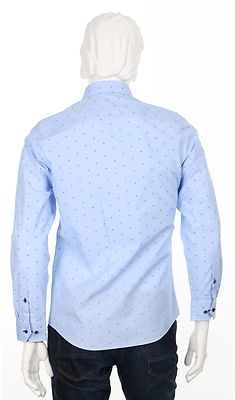 Petrifun vaaleansininen pilkullinen modern fit kauluspaita