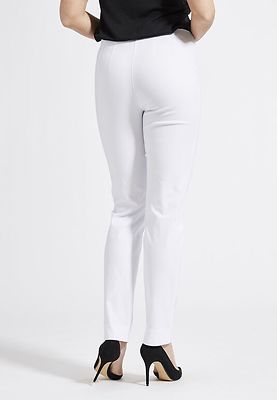 Laurien valkoiset regular mallin housut korkealla kuminauha vyötäröllä