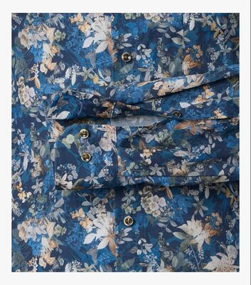 Casamoda modern fit sininen kukkakuosinen kauluspaita