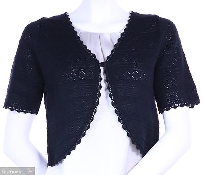 Virkattu lyhythihainen musta pitsibolero Skovhuussilta