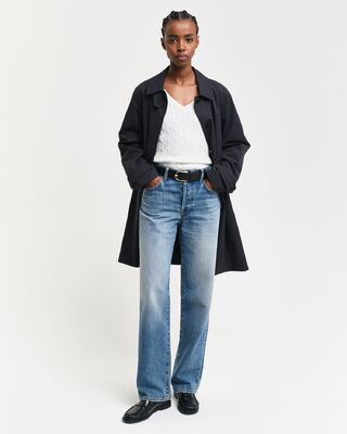 Gant luonnonvalkoinen puuvillapalmikkoneule v-pääntiellä