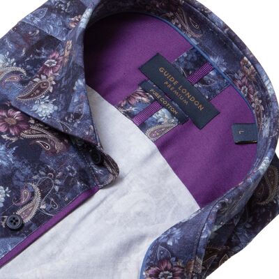 Guide london sininen kuviollinen slim fit paita