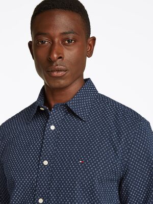 Tommy Hilfiger tummansininen regular fit lyhythihainen kauluspaita