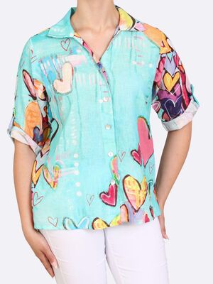 Lea H raikas turkoosi pellavapaita