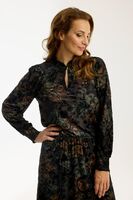 In Front juhlava pusero vihreän ja ruskean sävyisellä kukkakuosilla