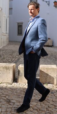 Buzo sininen pellava blazer