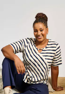 Pont Neuf raidallinen lyhythihainen trikoo tunika