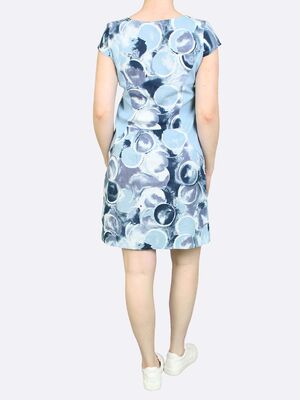 Hegler sinikuvioinen mekko pellavasekoitteesta