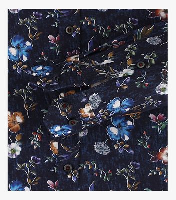 Venti slim fit sininen kukallinen kauluspaita