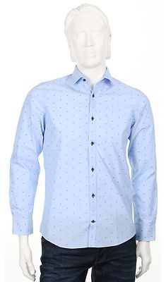 Petrifun vaaleansininen pilkullinen modern fit kauluspaita