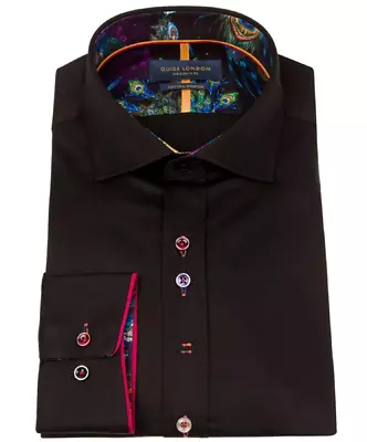 Guide London musta slim fit kauluspaita