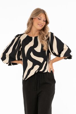 Capri Collection beigensävyinen seeprakuvioinen pusero
