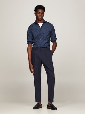 Tommy Hilfiger tummansininen pitkähihainen slim fit kauluspaita