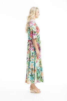 Orientique raikas vihreä väljästi laskeutuva kesämekko