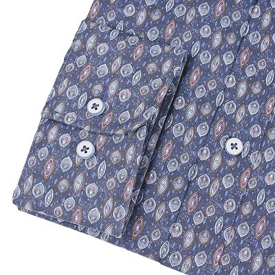 Petrifun sininen kuviollinen pitkähihainen paita slim fit mitoitus