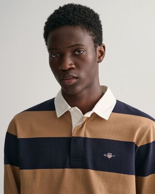 Gant raidallinen beige-sininen collegepusero kauluksella